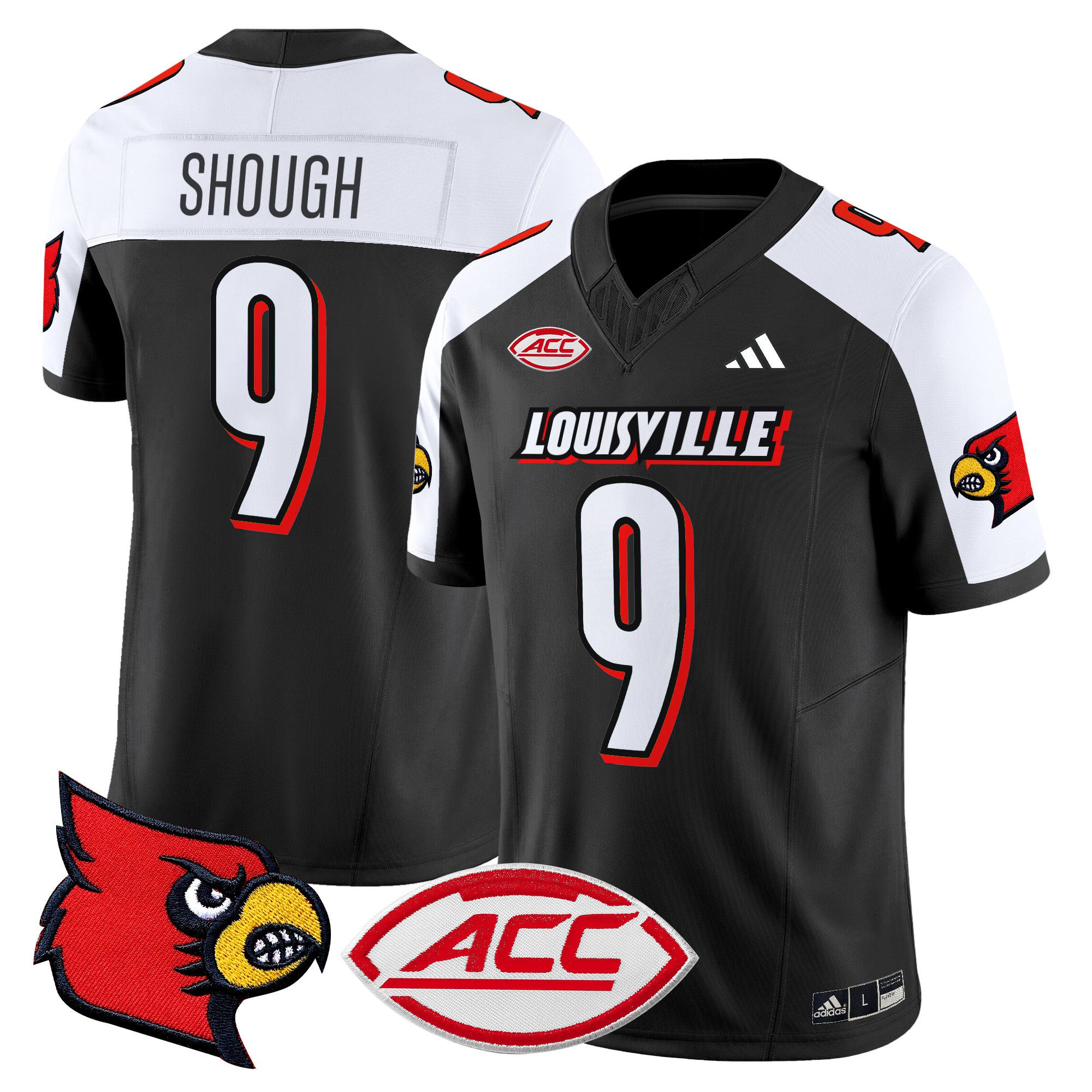 Men Louisville Cardinals #9 Shough Black 2024 Vapor Limited NCAA Jersey->more ncaa teams->NCAA Jersey